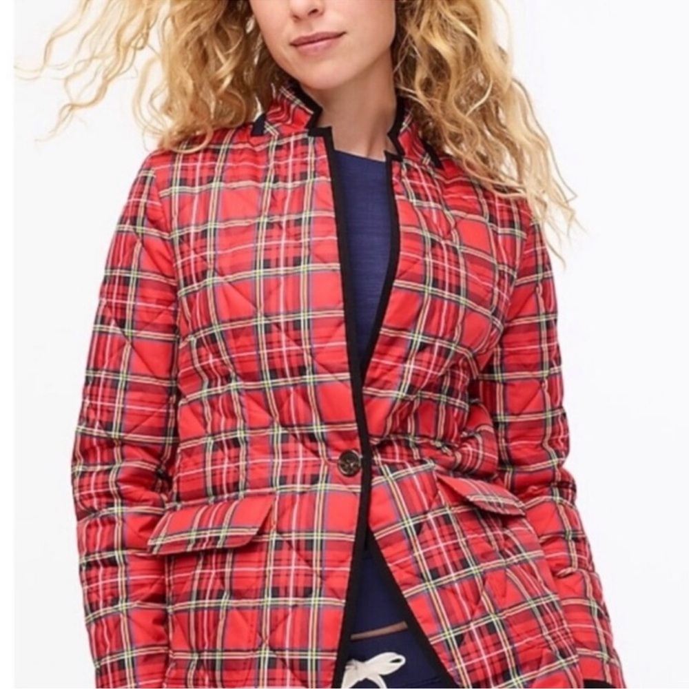 JCREW Red Plaid Quilted Primaloft Water Repellent Barn Jacket Blazer